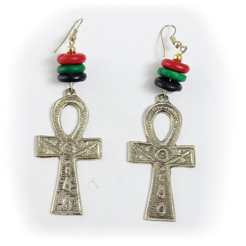 Golden Brass Ankh Earrings