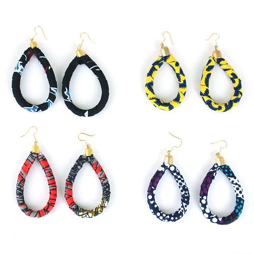 Set of 4 Kitenge Tear Drop Earring Pairs