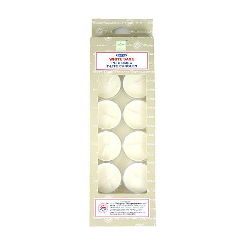 White Sage Tea Light Candles - Set Of 12